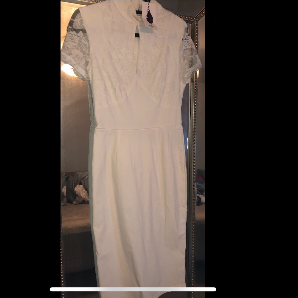 All white pencil dress